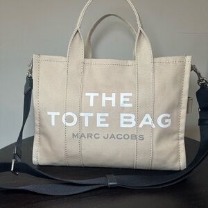 Marc Jacobs Cream Tote Bag with Black Strap